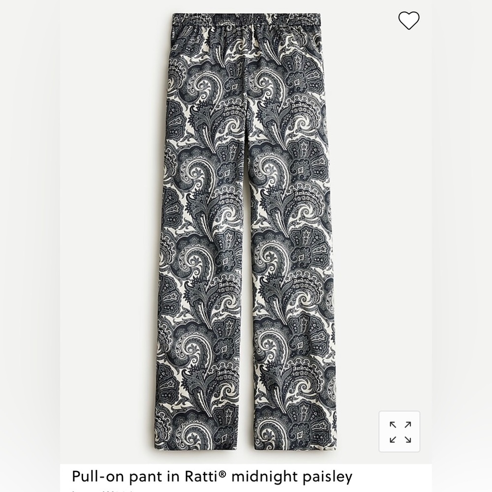 Size 16 J. Crew Collection Pull-on Pant Ratti Midnight Paisley